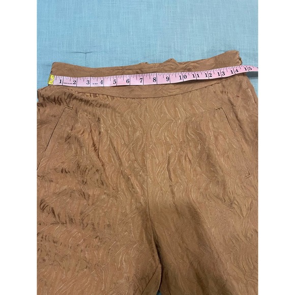 Anthropologie Ett TWA Aubade Jacquard Pants Boho 6 Tie Waist Zip Gold - Picture 9 of 12